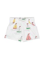 Mini Rodini Shorts biologisch katoen met bootprint - Wit - thumbnail