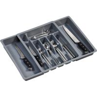 Uitschuifbare bestekbak/inzetbak - 2x - grijs - 38 x 29-50 cm - kunststof - keukenlade/besteklade