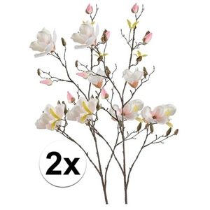 2x Creme Magnolia kunstbloemen tak 105 cm