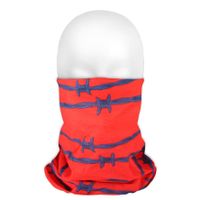 Multifunctionele morf sjaal rood met blauwe prikkeldraad print voor volwassenen   -