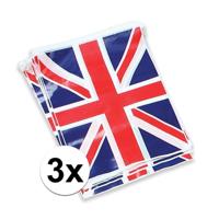 Groot Brittannie vlaggenlijnen - 3x - 7 meter - plastic - Engeland - Union Jack