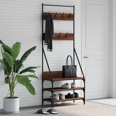 VidaXL Kledingrek met schoenenrek 72x34x184 cm bruin eikenkleur