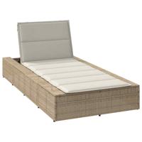 Ligbed met zwevend kussen poly rattan beige