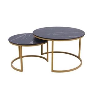 Ronde salontafel set Firenze XL 75 en 58 cm champagne goud