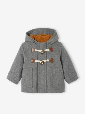 Dufflecoat voor baby met capuchon gechineerd grijs