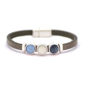 Qoss Taupe Armband Milo Hemelsblauw - Maat M