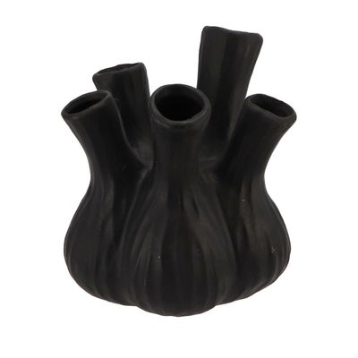 Bloemenvaas Aglio - tulpenvaas - mat zwart - D17 x H20 cm