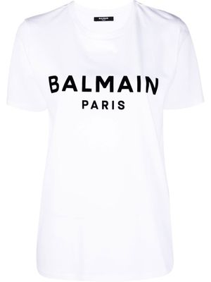 Balmain t-shirt à logo imprimé - Blanc