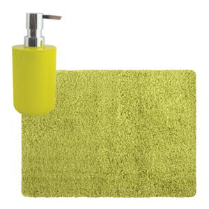 MSV badkamer droogloop tapijt - Langharig - 50 x 70 cm - incl zeeppompje zelfde kleur - lime groen