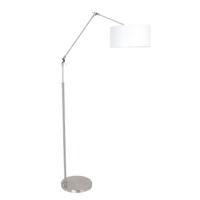 Steinhauer Vloer LeeslampPrestige Chic RVS met 40cm witte chintz kap - 8100ST