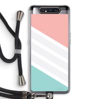 Strepen pastel: Samsung Galaxy A80 Transparant Hoesje met koord
