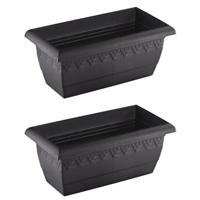 Hega Hogar Plantenbak - 5x - antraciet - rechthoek - kunststof - 40 x 20 cm