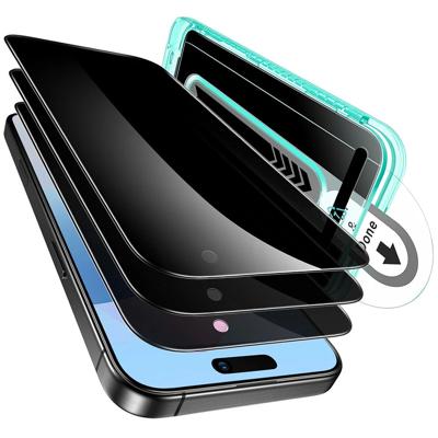iPhone 16 Pro Tempered-Glass Privacy Screen Protector - 3 Pack with Flawless Fit tray