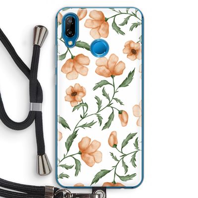 Peachy flowers: Huawei P20 Lite Transparant Hoesje met koord