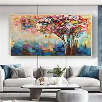 handgemaakt olieverfschilderij canvas kunst aan de muur decoratie modern abstract rijk boomlandschap voor woonkamer woondecoratie gerold frameloos niet-uitgerekt schilderij Lightinthebox