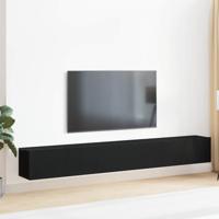 Tv-meubelset 3 pcs Zwart eiken 80 x 30 x 30 cm Bewerkt hout