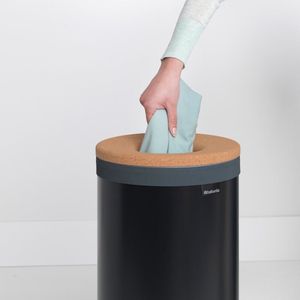 Brabantia wasbox - met kurken deksel - 35 liter - matt black