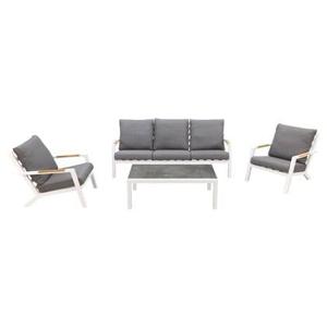 VDG Hampton|Atlanta stoel-bank loungeset 4-delig - Wit|Teak