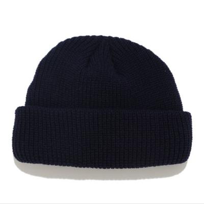 Effen kleuren korte winter brei Skullcap voor mannen/vrouwen maat: M (56-58cm) (Navy)