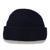 Effen kleuren korte winter brei Skullcap voor mannen/vrouwen maat: M (56-58cm) (Navy)