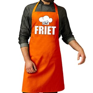 Chef friet schort / keukenschort oranje heren - Koningsdag/ Nederland/ EK/ WK   -