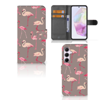 Samsung Galaxy A35 Telefoonhoesje met Pasjes Flamingo - thumbnail