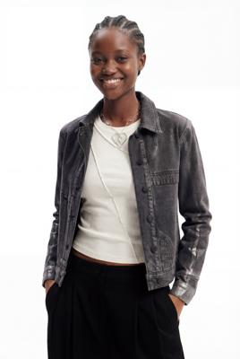 Metallic denim truckerjack - BLACK - S