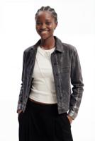 Metallic denim truckerjack - BLACK - S