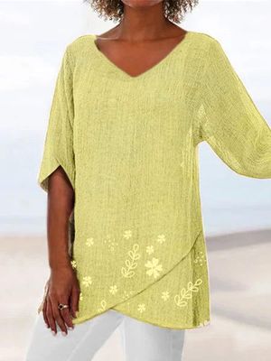 Floral Print Irregular Women Summer Blouses