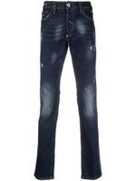 Philipp Plein jean Super Straight à effet usé - Bleu