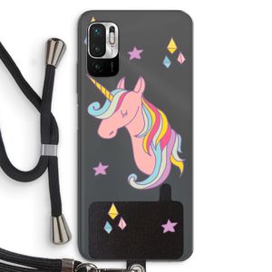 Roze eenhoorn: Xiaomi Redmi Note 10 5G Transparant Hoesje met koord