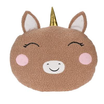 Dieren sierkussen kinderkamer - eenhoorn - bruin - 30 cm - pluche