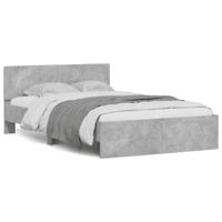 Bedframe met hoofdeinde en LED betongrijs 135x190 cm