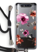 Geschilderde bloemen: Samsung Galaxy A80 Transparant Hoesje met koord
