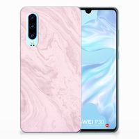 Huawei P30 TPU Siliconen Hoesje Marble Pink - Origineel Cadeau Vriendin - thumbnail