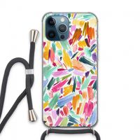 Watercolor Brushstrokes: iPhone 13 Pro Max Transparant Hoesje met koord