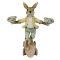 Clayre & Eef Multi Decoratie konijn op skateboard 14*11*16 cm 6PR3255