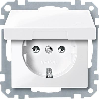 Merten MEG2311-0319 Wandcontactdoos met randaarde Inzetstuk System M, 1-M, M-Smart, M-Plan, M-Creativ Polar-wit (glanzend) 1 stuk(s)
