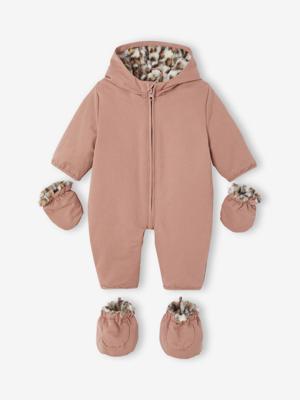 Babypakje geboorte gevoerd met imitatie luipaardbont rozenhout