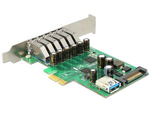 Delock 89377 PCI Express x1-kaart naar 6 x extern + 1 x intern USB 5 Gbps Type-A female