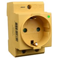Din rail stopcontact 2p+PE SEP CWCD-1GY geel voor in de groepenkast met spanningsindicatie