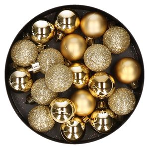 60x stuks kleine kunststof kerstballen goud 3 cm mat/glans/glitter