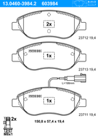 Remblokkenset, schijfrem ATE, u.a. fÃ¼r Fiat, Alfa Romeo, Lancia