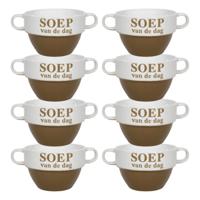 Soepkommen - 8x - Soep van de dag - keramiek - D12 x H8 cm - Cappuccino bruin - Stapelbaar