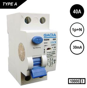 GACIA aardlekschakelaar 4020 Als 2p 40A 30mA 10kA LET NUL LINKS