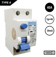 GACIA aardlekschakelaar 4020 Als 2p 40A 30mA 10kA LET NUL LINKS