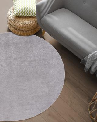 Karpet24 Loft modern pluizig laagpolig tapijt, antislip onderkant, wasbaar tot 30 graden, heerlijk zacht, bontlook, grijs-Ø 160 cm rond