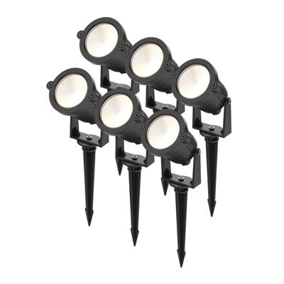 Set van 6 Piton LED Prikspots - 4,9W 425lm - Kantelbaar - 20.000 Branduren - 3000K Warmwit - IP65 Waterdicht - Zwart - 1 Jaar Garantie
