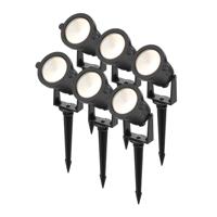 Set van 6 Piton LED Prikspots - 4,9W 425lm - Kantelbaar - 20.000 Branduren - 3000K Warmwit - IP65 Waterdicht - Zwart - 1 Jaar Garantie