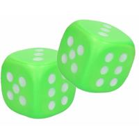 Foam Dobbelsteen - 2x - 12 cm - groen - grote dobbelstenen - dobbelspel